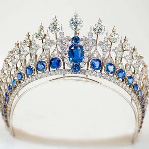 Edwardian Inspired 925 sterling silver Queen cz zircon Queen Maxima's Dutch sapphire parure wedding tiara white gold plated tiara