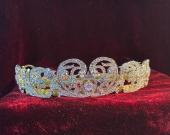 Victorian Sterling Silver CZ Zircon Tiara, Princess Diana Wedding