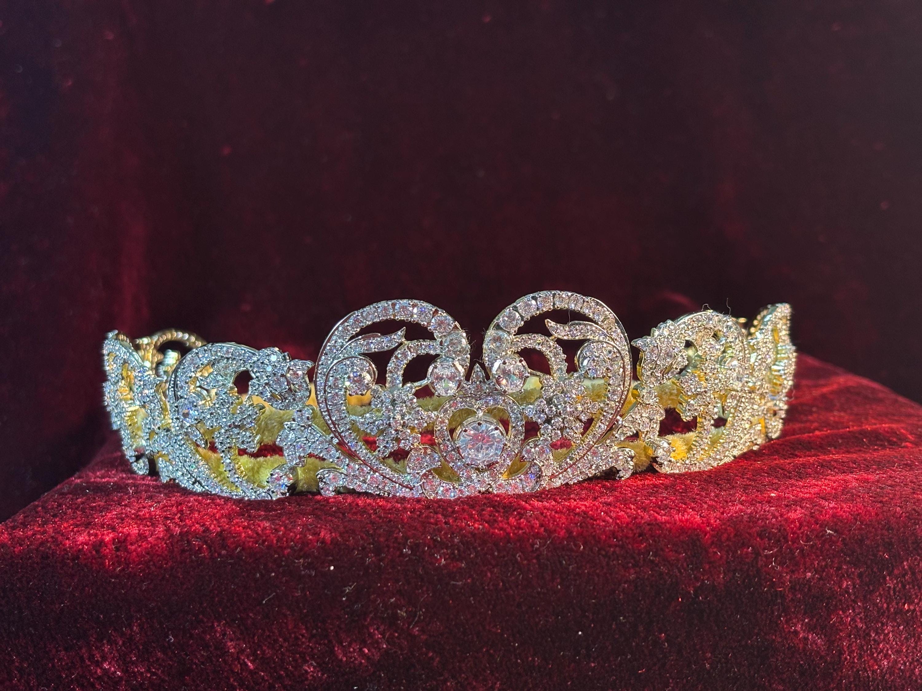 Victorian Sterling Silver CZ Zircon Tiara, Princess Diana Wedding