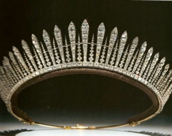 Victorian Era Inspired Vintage Reproduction Diamond Queen Mary Fringe Tiara