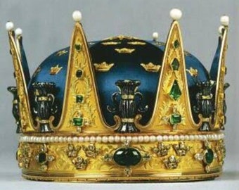 The Sweden prince  crown , The crown of prince Frederick in  925 sterling silver cubic zircon pearl and blue enamel