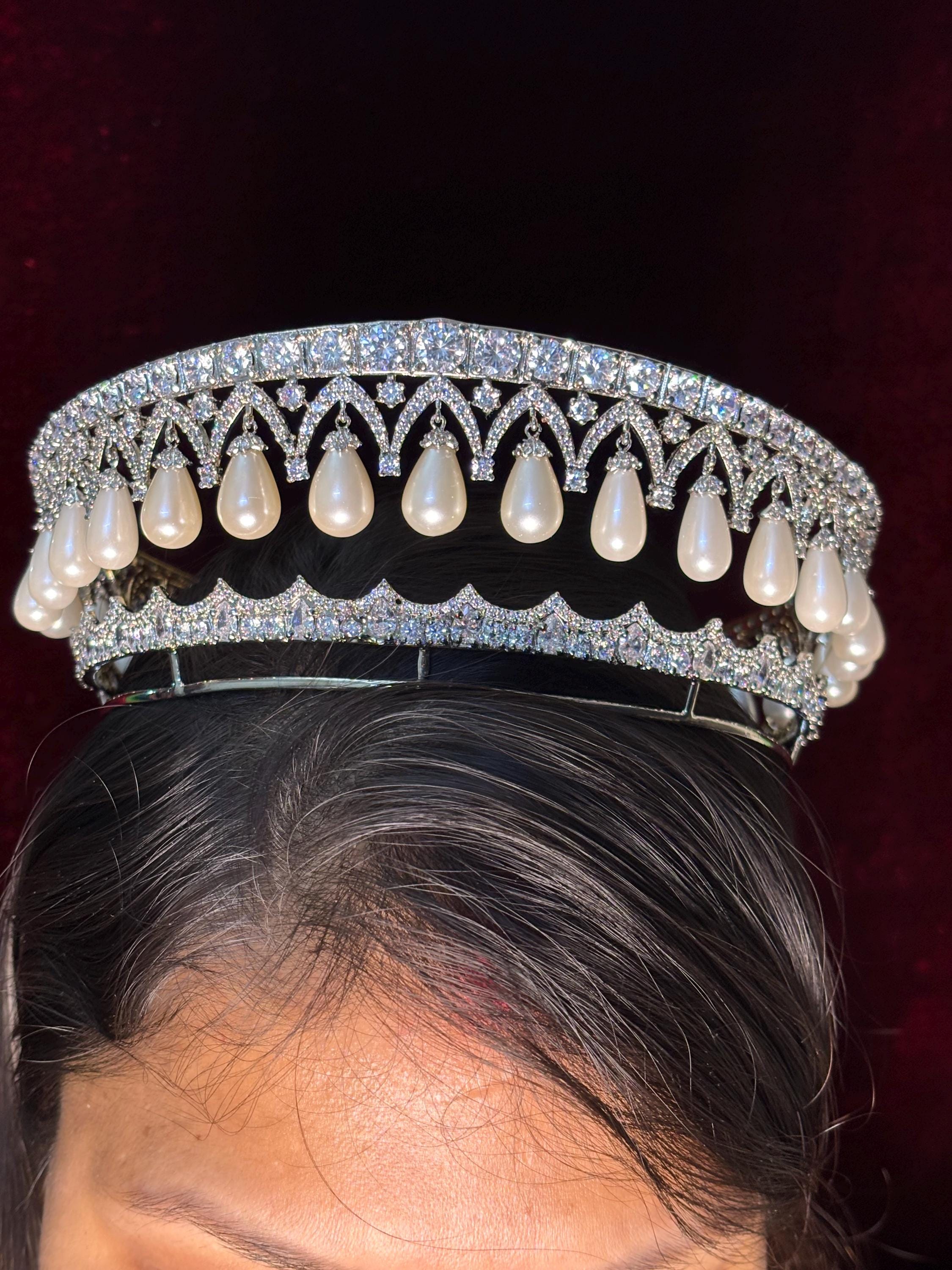 Vintage Silver Pearl Branch Tiara Crown Pearl & Silver Beaded Wedding Tiara: Vintage Style Crown - Etsy main image 4