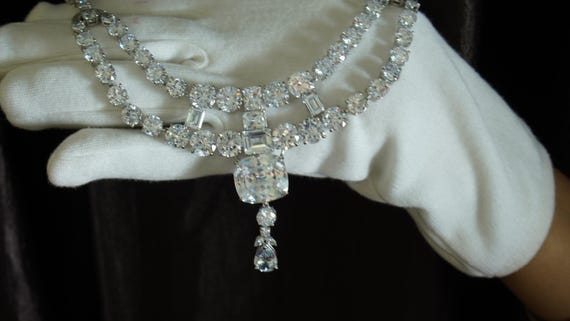 Ocean 8 Movie Necklace Statement Necklace 925 Sterling Silver Cubic Zircon Vintage Dress Necklace Maharaja of Nawanagar Necklace Replica