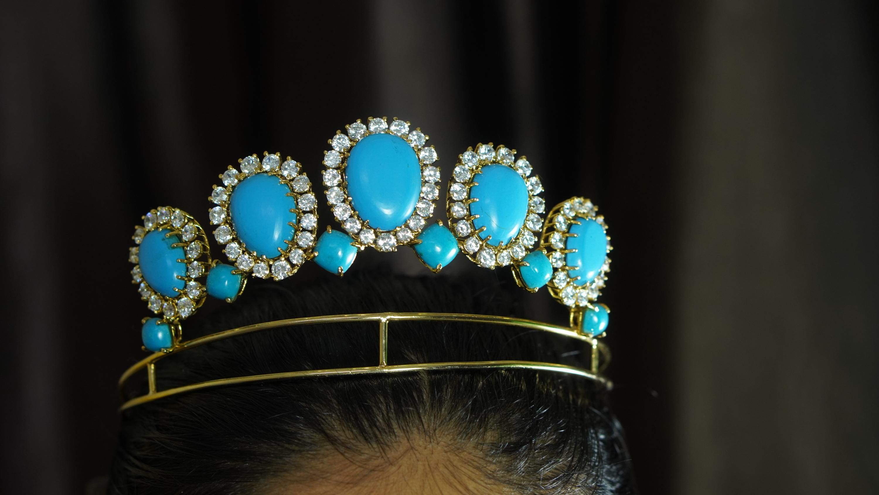 完璧わいふによる Vintage Turquoise Tiara - 925 Sterling Silver Crown With CZ 茶