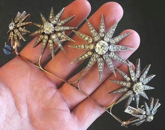 Art Deco 925 Sterling Silver 5A CZ Zirconia Starburst Tiara  display picture 3