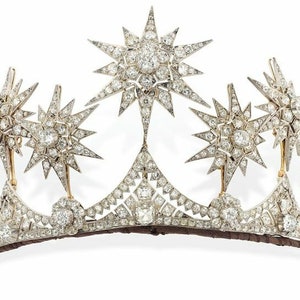 Art deco 925 sterling silver star brust  tiara for her/women/ wedding/ royal tiara