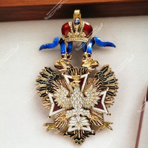 order of White Eagle brooch925 silver in enamel, imperial order White Egale double-headed badge