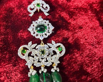 Königin Margrethe von dänischen königlichen abnehmbare Smaragd Brosche in 925 Sterling Silber, Geschenk für Frauen