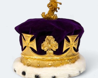 Corona del Principe di Galles, corona reale bitish in ottone, corona reale britannica, Inghilterra regale, corona di replica