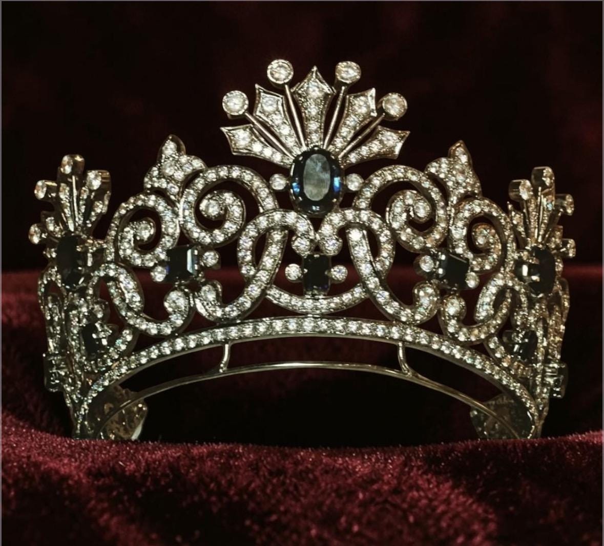 Alexandra Feodorovna Sapphire Tiara: 925 Sterling Silver CZ