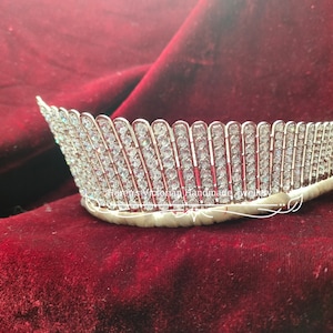 Vintage Inspired 925 sterling silver CZ Queen Alexandra's Fringe tiara white gold plated over silver tiara image 3