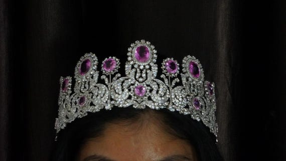 The Wurttemberg Pink Topaz and Diamond Tiara Replica in 925 Sterling Silver, Cubic Zircon - Etsy The Wurttemberg Pink Topaz and Diamond Tiara Replica in 925 Sterling Silver, Cubic Zircon - Etsy
