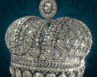 Vintage  small imperial crown of Russia in 925 sterling silver and Cubic Zircon