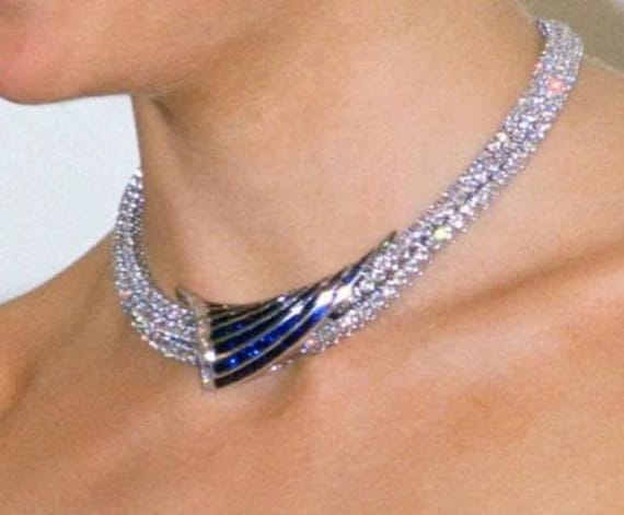 Art Deco Inspired Princess Diana's Blue Sapphire Necklace and