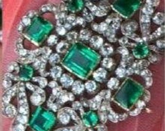 Queen Sonja's emerald brooch in 925sterling silver, luxury simulated diamond, gift for her