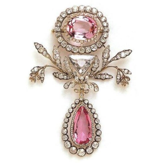 Vintage Pink Topaz and CZ Zircon 18k Yellow Gold Platinum - Etsy