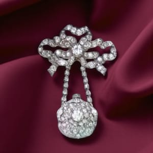 Queen Mary brooch replica in 925 sterling silver, luxury cubic zircon, gift for her