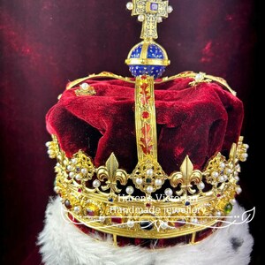 Vintage reproduction 925 Sterling Silver pearl Gemstone "The crown of Scotland" The Royal jewellery