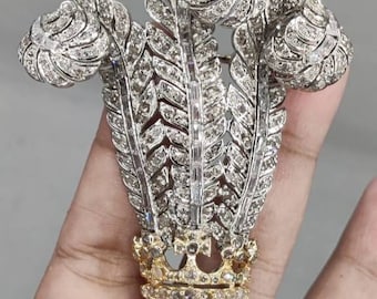 Vintage 925 Silver rose cut diamond price of walse Dutchess of windsor feather beooch