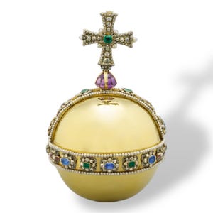 British English Royal Sovereign Orb replica in 925 sterling silver, coronation jewelry,