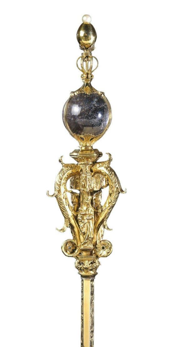 ヴィンテージ風スターリングシルバーのスコットランド王笏：英国王室