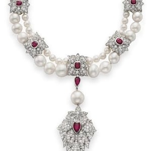Vintage Elizabeth Taylor Pearl Necklace,925 Silver Iconic Jewelry, Hollywood La Peregrines Pearl and cubic Zirconia Necklace