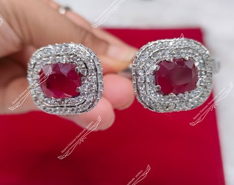 Duchess of windsor's ruby bangle replica simulated diamond CZ zircon Ruby, 925 sterling silver bracelet bangles, white gold plated on silver