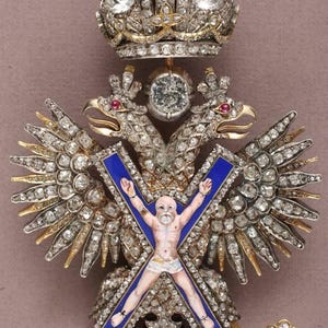 Vintage order of St. Andrew, Double headed egale brooch pin, Gift for him