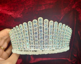 Vintage Inspired 925 sterling silver CZ Queen Alexandra's Fringe tiara white gold plated over silver tiara