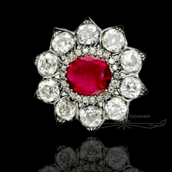 Natural Sapphire Brooch, 925 Silver Rare Pink Sapphire. Christmas