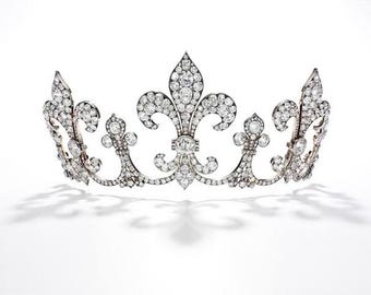 Vintage Reproduction 925 sterling silver CZ Zircon Marie Antoinette crown for women/wedding/Anniversary