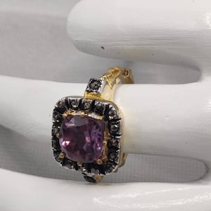 georgian style 0.998 Ctw Rose Cut Diamant pink Topas 925 Sterling Silber gelb vergoldet auf Silber Ring für Frauen