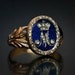 Vintage Antique Look Blue Enamel Alphabet Ring for Men, Gift for Father ...