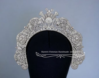 Art deco Vintage  Duchess of Westminster halo royal tiara, princess bridal tiara, unique crown, parure