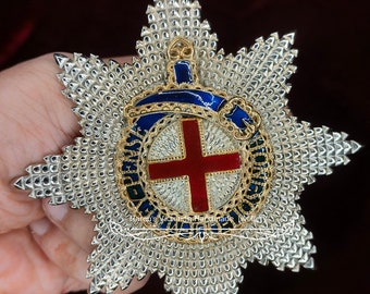 The Emperor frederick III's Investiture star badge Garter, 925 sterling silver blue enamel Garter Replica