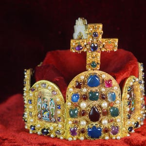 Imperial Holy Roman Emperor Crown: Gemstone Enamel Brass Crown