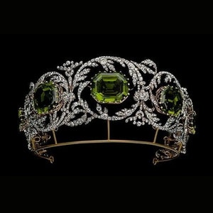 Vintage Reproduction 925 sterling silver cz zircon Archduchess Isabella's peridot tiara for her wedding tiara crown parure