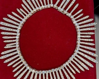 Victorian Rose Cut Diamond Fringe Necklace, 925 Sterling Silver