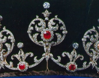 Vintage 925 Sterling Silver CZ Zircon Crown princess Margaret Ruby Sweden Royal Tiara - Bridal Wedding Crown for Her