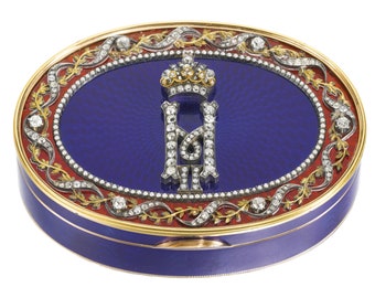 18th century inspired 925 sterling  silver rose cut diamond Blue Enamel snuff box