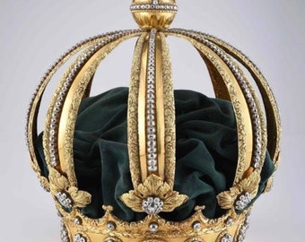 925  Silver The Imperial Crown of Brazil Replica ,with CZ Zircon - Royal Crown Statement Piece,