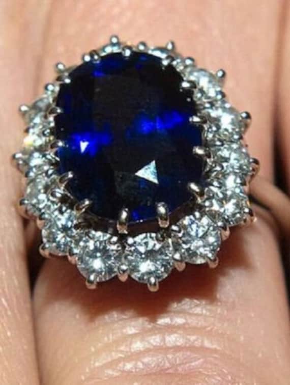 Anello Vittoriano In Argento 925 Con Zaffiri Naturali E Tre Pietre - Nuovo