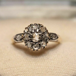 Antique Victorian 0.55 Ctw Rose Cut Diamond 925 Sterling Silver Ring For Women