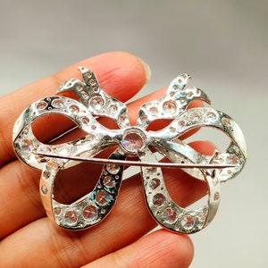 Victorian 925 sterling silver Cubic zircon Queen Victoria's bow brooch queen Elizabeth ii bow brooch image 4