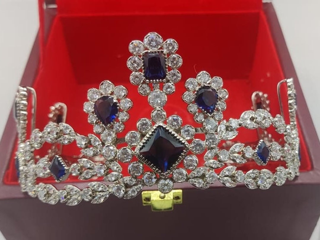 Queen Elizabeth Ii Blue Sapphire Tiara in 925 Strling Silver