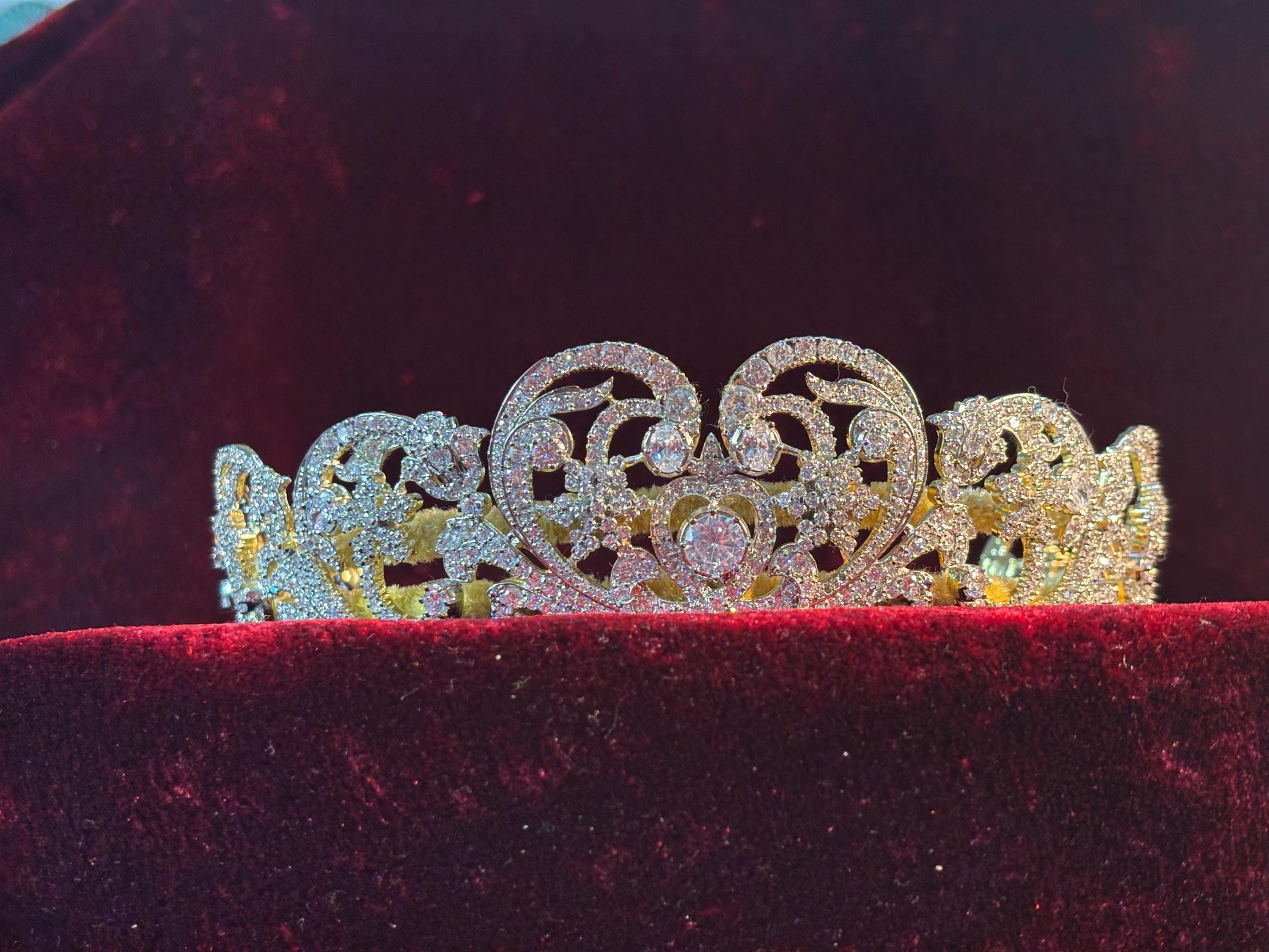 Victorian Sterling Silver CZ Zircon Tiara, Princess Diana Wedding