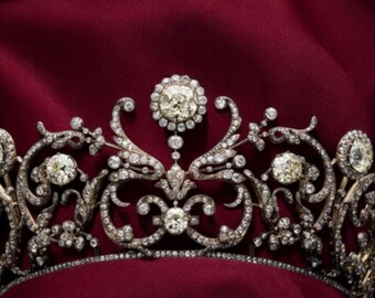 Princess Olga of Hanover Shamrock Tiara, Vintage 925 Sterling