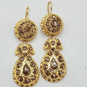 Georgian Antique look 2.90 Ct Rose Cut Diamond Sterling Silver Drop Dangle earring for women