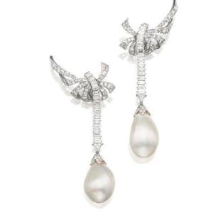 Famous earing pearl and cubic zircon , gift for her
