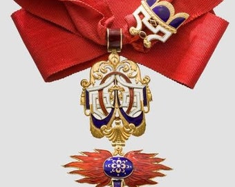 The order of golden fleece, 925 sterling silver blue and red  Enamel golden fleece neck badge